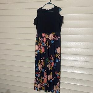 Styleword Navy Floral Cold Shoulder Maxi Dress XXL